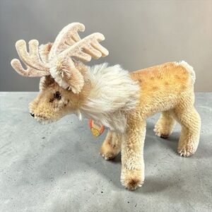 Vintage Steiff Renny Reindeer Plush Only Name Tag 6.5” Germany MCM As Is